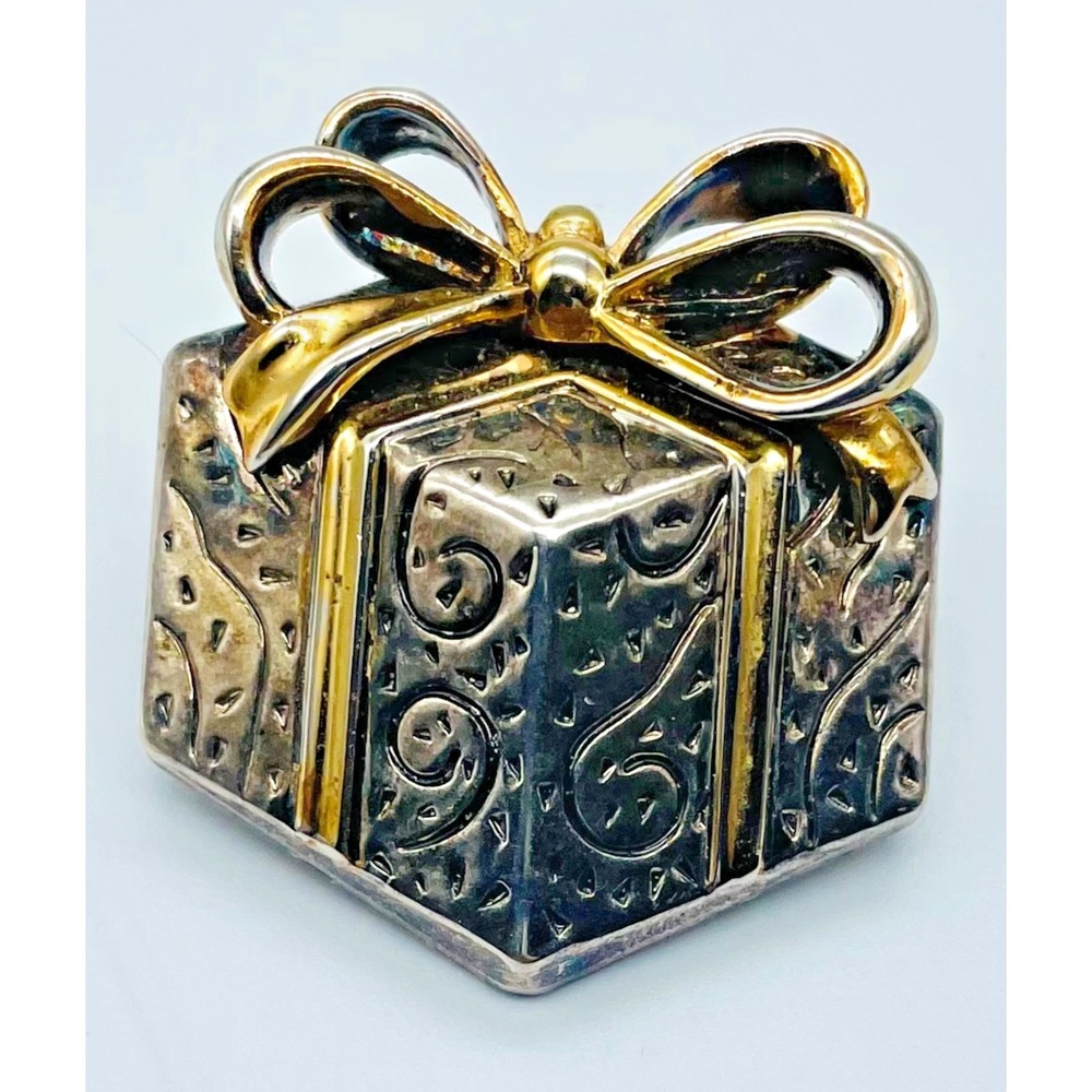 1.5" Best Silverplate Gift Box‎ Brooch Marked Vintage